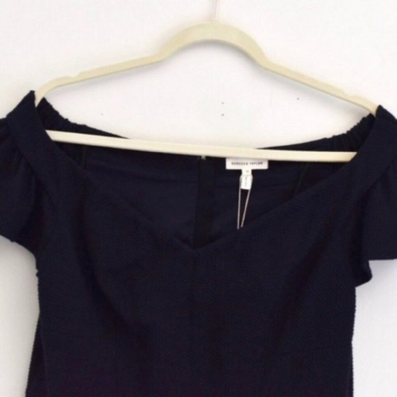 Rebecca Taylor Navy Off Shoulder Dress NWT Sz 12 - Picture 3 of 7